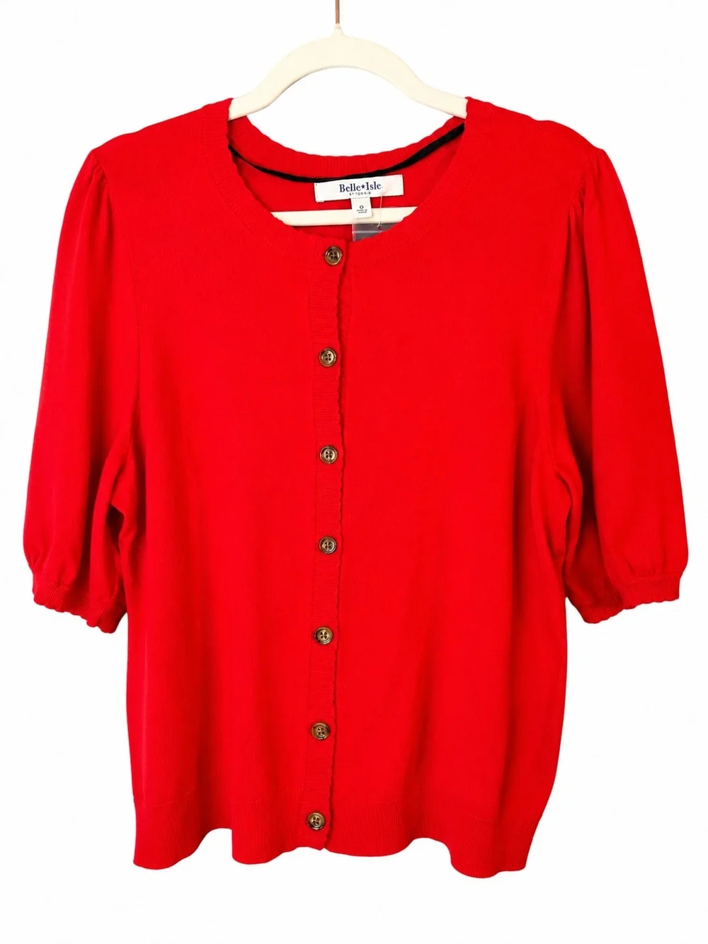 NWT Belle Isle by Torrid Racing Red Puff Sleeve Button Front Cardigan Size 12